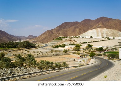 Long Winding Road Through The Desert In UAE