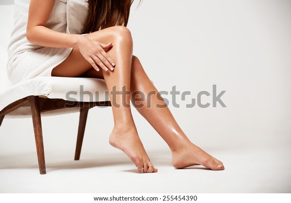 Long Woman Legs . Beautiful Woman Cares About\
Legs. Depilation