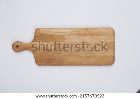 Long Wooded Chopping Board, Handmade Wooden Chopping Board handicraft 90degree angle lift, top view, flat lay, wood, empty, isolated, carved, utensils, cutting, vintage, dish, material, traditional Stock photo © 