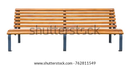 Long wooden bench isolated on a white background