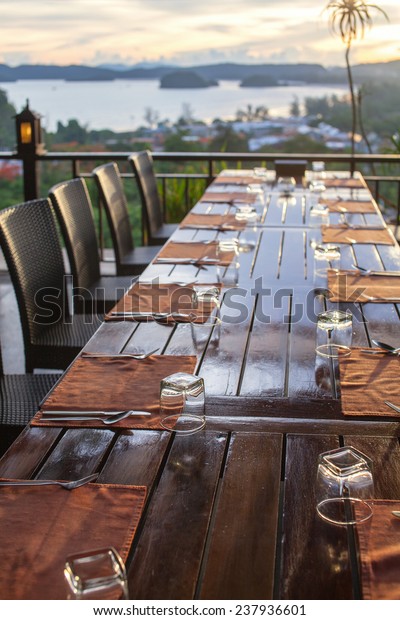Long Wooden Dining Table Stock Photo (Edit Now) 237936601