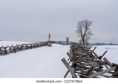 A Long Wooden Fence In A Fort Pillow State Historic Park During Winter