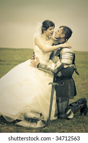 Long-awaited Meeting / Princess Bride And Her Knight / Retro Style Toned