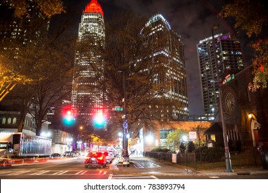 A Long-exposure Shot Of Uptown Charlotte, NC.