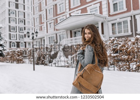 Image, Stock Photo Girl with snowy hair Joy