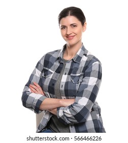 Long-haul Truck Driver On White Background