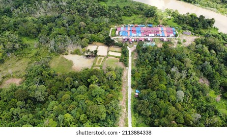 Longhouse Aerial View In Limbang Sarawak