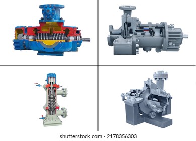 longitudinal and cross sections of small-sized gas equipment isolated on white background - Shutterstock ID 2178356303