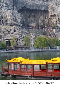 Longmen Grottoes World Heritage Site, The Boat Tour at The Longmen Caves along the Yi River near Luoyang in Luoyang City, Henan Province, China, 14th October 2018.