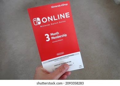 Longmont, CO USA - December 18, 2021: Instruction Pamphlet For Access To Nintendo Online Games. Step By Step Guide For Online Membership For EShop