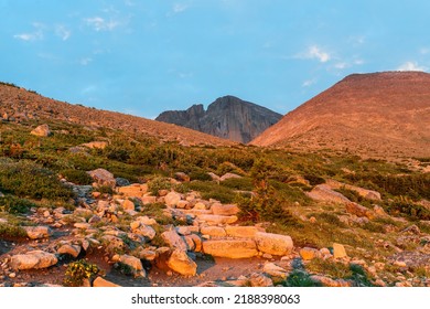 Longs Peak, Colorado  USA - July 29 2022: Sunrise In Colorado