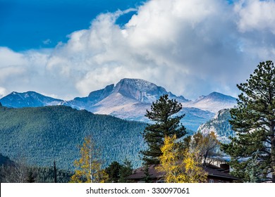 Longs Peak Viewed From Estes Park, Colorado In The Fall.