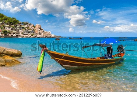 Longtail boat at Ao Tanote beach at Koh Tao island, Thailand