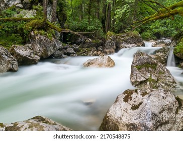 Longtime Exposure From The River Ramsauer Ache In South Bavaria