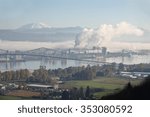 Longview, Washington State, Mount St. Helens. Longview, Washington State, USA. The Lewis and Clark Bridge. The top of Mount St. Helens in the background. 
