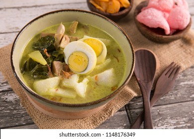 Lontong Sayur. Indonesian Rice Cake With Soup