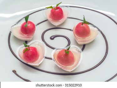 LOOK CHUB--traditional Thai snack made of green bean, fruit Imitating in heart shape container - Powered by Shutterstock