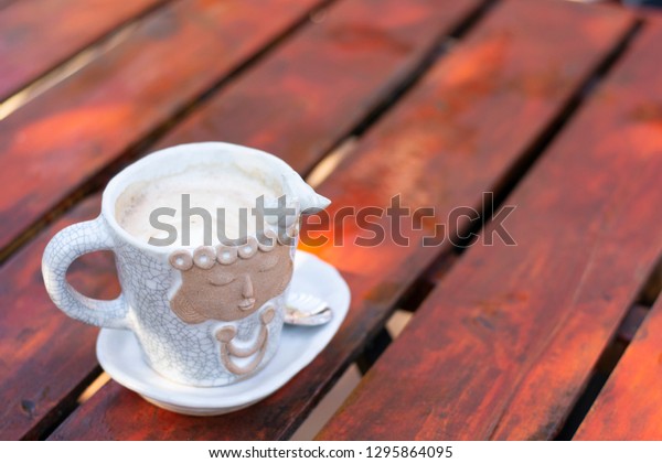 Look Cup Face Paint Decoration Coffee Stock Photo Edit Now