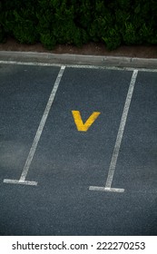 Look Down Empty Parking Spot With Vegetation And Shrubbery  From Above