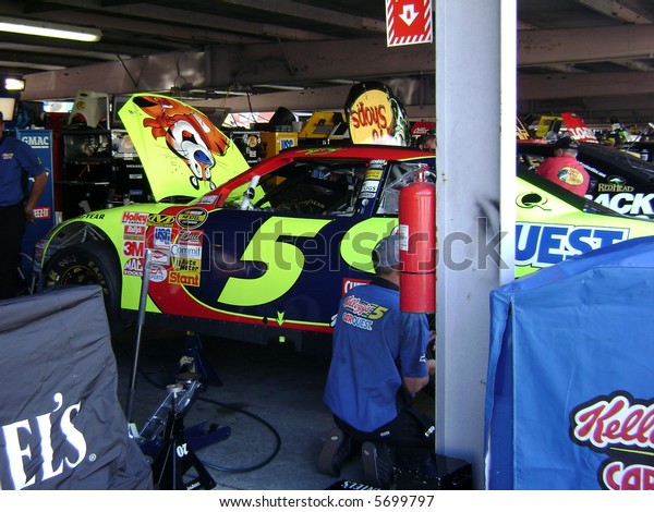 Look Into Nascar Garage Stock Photo Edit Now 5699797