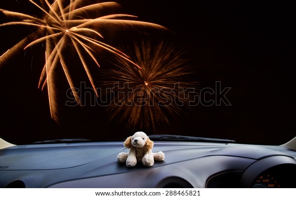 Look out the car window to watch the\
fireworks show, use as a\
background.