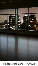 Look Through A Window And City Night View