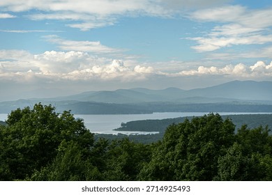 Looking across Rangeley Lake from an elevated point, Roxbury, Maine