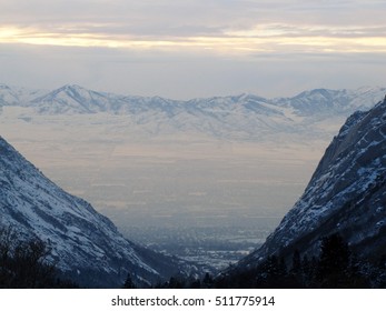 Looking Across Salt Lake Valley From Little Cottonwood Canyon