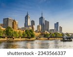 Looking across the Yarra River to the CBD of Melbourne on Southbank