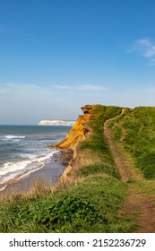 Looking along the coastal path towards Freshwater Bay on the Isle of Wight