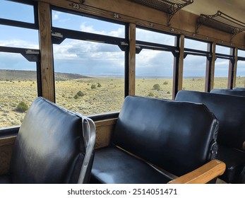 Looking back at empty train seats