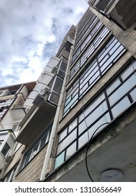 Looking up the building