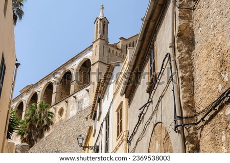 Looking up to the church in Arta, Mallorca Majorca
