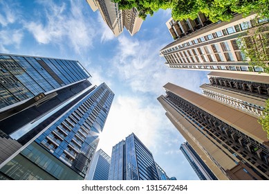 Looking Up At The City's Dense Real Estate Properties