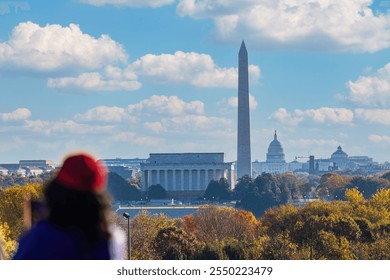 Looking at the cityscape panorama of Washington D.C. with United States Capitol, Washington Monument and the Senate - Powered by Shutterstock