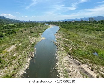 Looking At The Dahan River From A Cycling Bridge In Taipei Taiwan