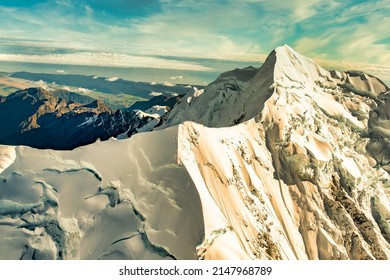 Looking Down And Across The Highest Peaks In The Southern Alps To The  Tasman Sea On The West Coast NZ