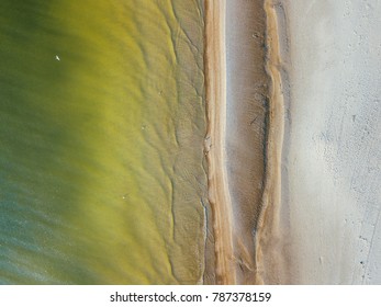 Looking Down At The Beach. Drone Aerial View. Baltic Sea