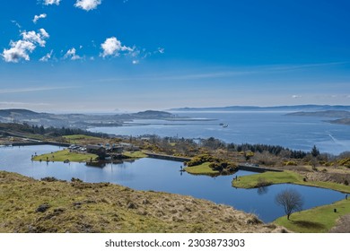 Looking down the clyde estuary over to Arran or over to Hunterston and Ailsa Craig in the distance