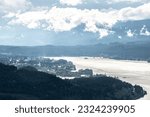 Looking down the Columbia Gorge to Bonneville, OR along the Columbia River,