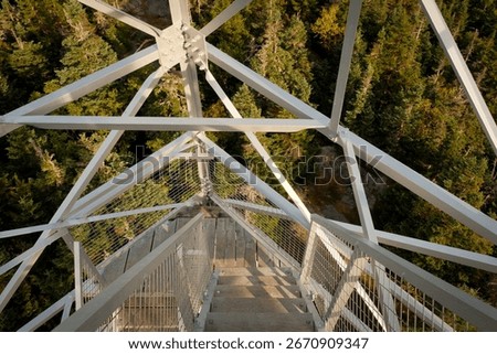 Looking down the fire tower on Burke Mountain, Burke, Vermont