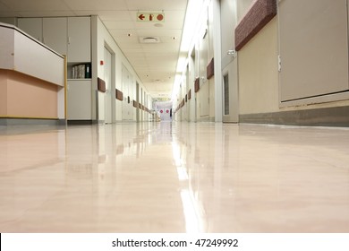 Looking Down A Hospital Hall Way