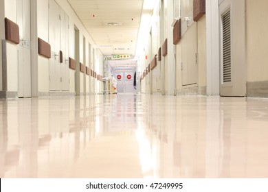 Looking Down A Hospital Hall Way