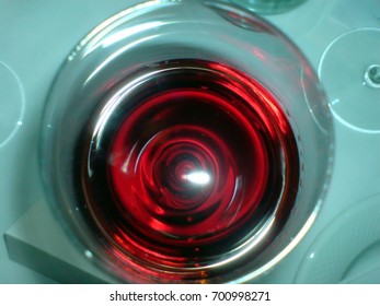 Looking Down Into A Glass Of Red Wine