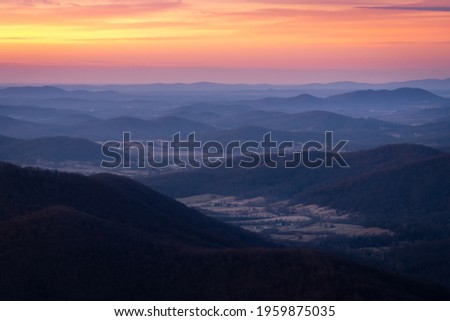 Looking down into the valleys of the Virginian Piedmont around Shenandoah National Park.