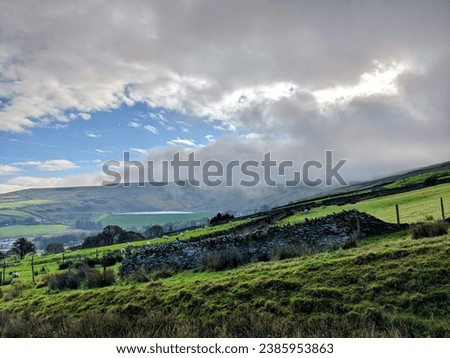 Looking down off the beautiful moors in Rossendale on a misty but otherwise stunning day. Overlooking Cowpe and Waterfoot.