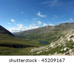 looking down on an alpine lake in the Rocky Mountains