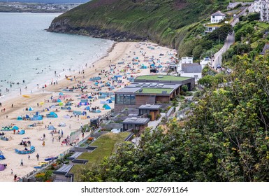 Looking Down On The Carbis Bay Hotel And Carbis Bay Near St Ives, Cornwall, UK On 2 August 2021