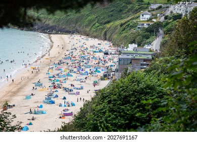 Looking Down On The Carbis Bay Hotel And Carbis Bay Near St Ives, Cornwall, UK On 2 August 2021