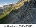 Looking Down On Going To The Sun Road From Highline Trail In Glacier National Park